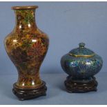 Chinese cloisonne vase and lidded pot