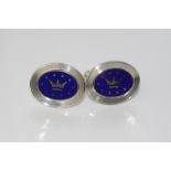 Sterlng silver and enamel cufflinks