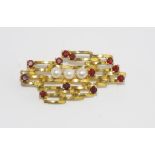 Vintage pearl and garnet brooch