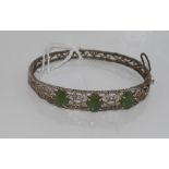 Vintage silver and green stone bracelet