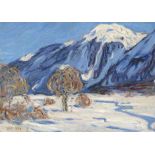 Arp, Carl: Winterlandschaft im Engadin Winterlandschaft im Engadin Öl auf Malpappe. 1910. 34,4 x