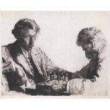 Wolfsfeld, Erich: Schachspieler Schachspieler Radierung auf Similijapan. Ca. 1914. 63 x 82,2 cm (