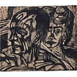 Unbekannter Künstler: Doppelporträt eines Paares Doppelporträt eines Paares Holzstock. Um 1920. 21,3