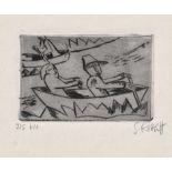 Schmidt-Rottluff, Karl: Ruderer Ruderer Kaltnadel auf festem Velin. 1921. 11,1 x 17,4 cm (26,1 x