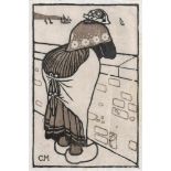 Moser, Carl: In Erwartung In Erwartung Holzschnitt auf feinem Japan. 1906/1914. 33,4 x 21,6 cm (35,7