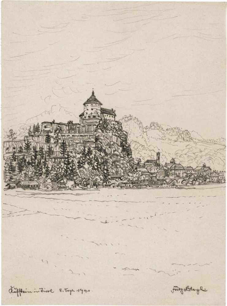 Bleyl, Fritz: Kufstein in Tirol "Kufstein in Tirol" Bleistift auf Pergamentpapier. 1941. 44,7 x 33