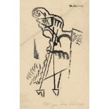 Larionov, Michail: Komposition Komposition Holzschnitt auf Velin. Um 1920. 22 x 12 cm (38,5 x 50,5