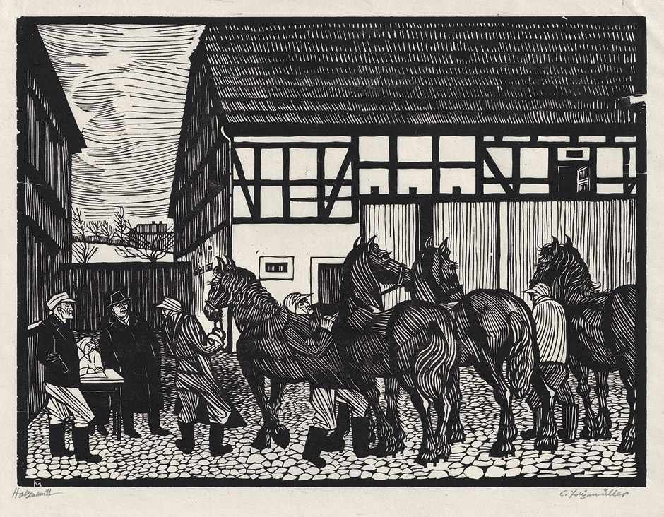 Felixmüller, Conrad: Pferdemusterung auf dem Dorfe (Tautenhain) Pferdemusterung auf dem Dorfe (