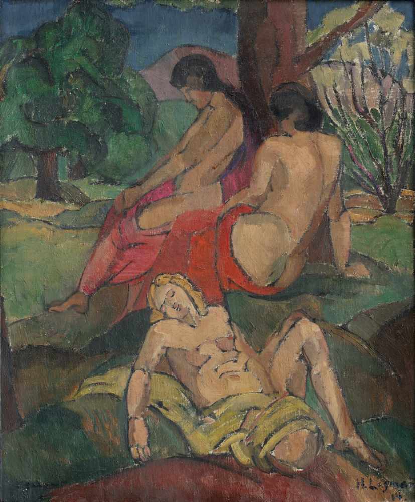 Lismann, Hermann: Idyll "Idyll" Öl auf Leinwand. 1914. 55 x 46 cm. Unten rechts mit Pinsel in