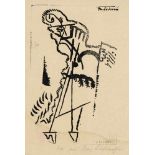 Larionov, Michail: Komposition Komposition Holzschnitt auf Velin. Um 1920. 22 x 12 cm (38,5 x 50,5