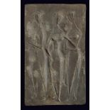 Hanke-Förster, Ursula: Drei Grazien Drei Grazien Bronzerelief mit brauner Patina. 1958. 46 x 28 x