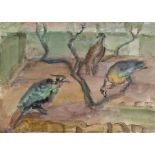 Albert-Lasard, Lou: Les oiseaux dans le parc zoologique Les oiseaux dans le parc zoologique Aquarell