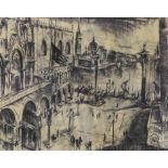 Kuhfuss, Paul: Markusplatz in Venedig Markusplatz in Venedig Kohle auf Velin. 1928. 37,5 x 47,2