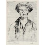 Nesch, Rolf: Selbstporträt Selbstporträt Kaltnadel auf JWZanders Bütten. 1923. 22,7 x 16,9 cm (39,