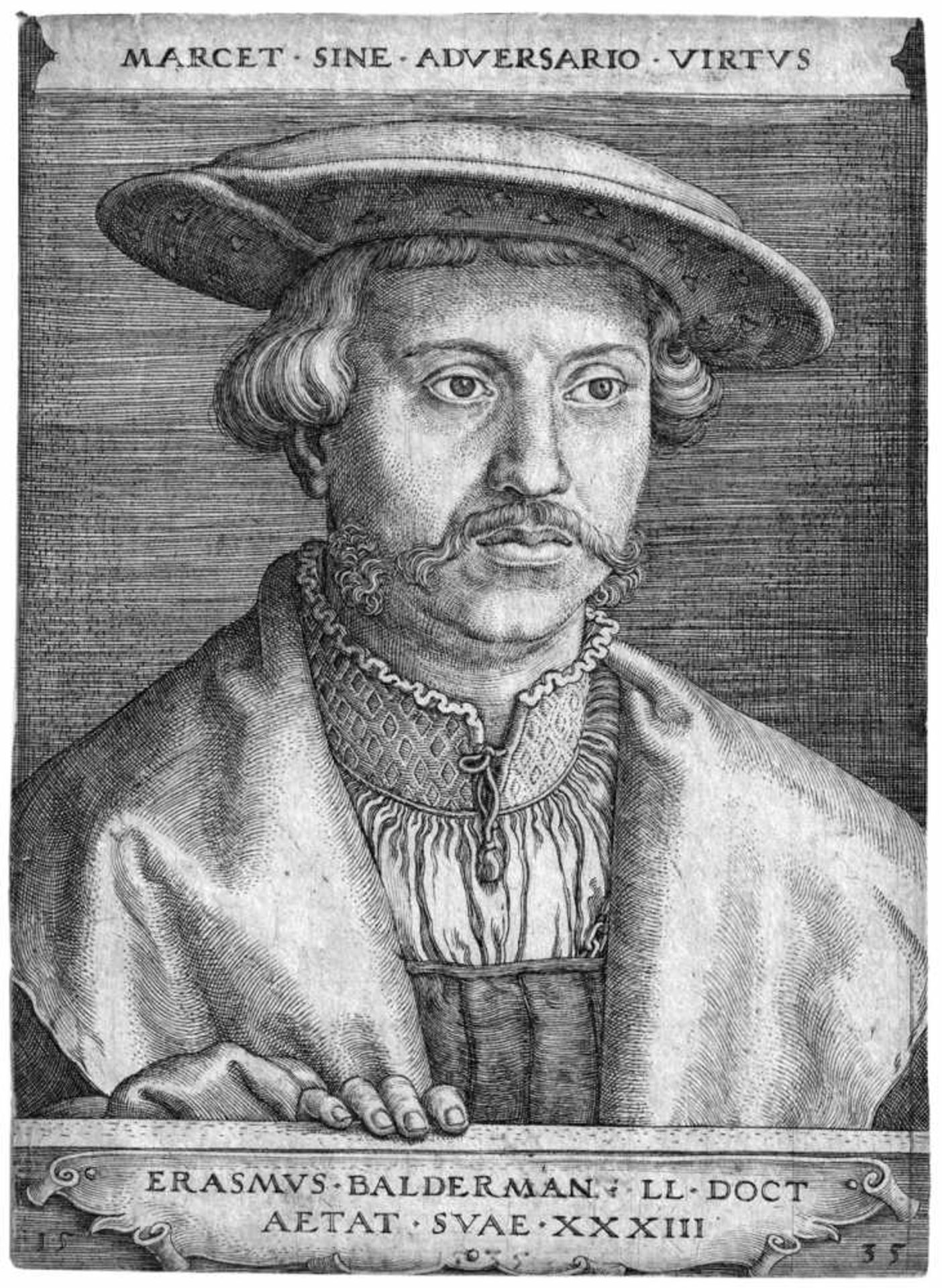 Beham, Barthel: Bildnis Erasmus Baldermann Bildnis des Erasmus Baldermann. Kupferstich. 13 x 9,4 cm.