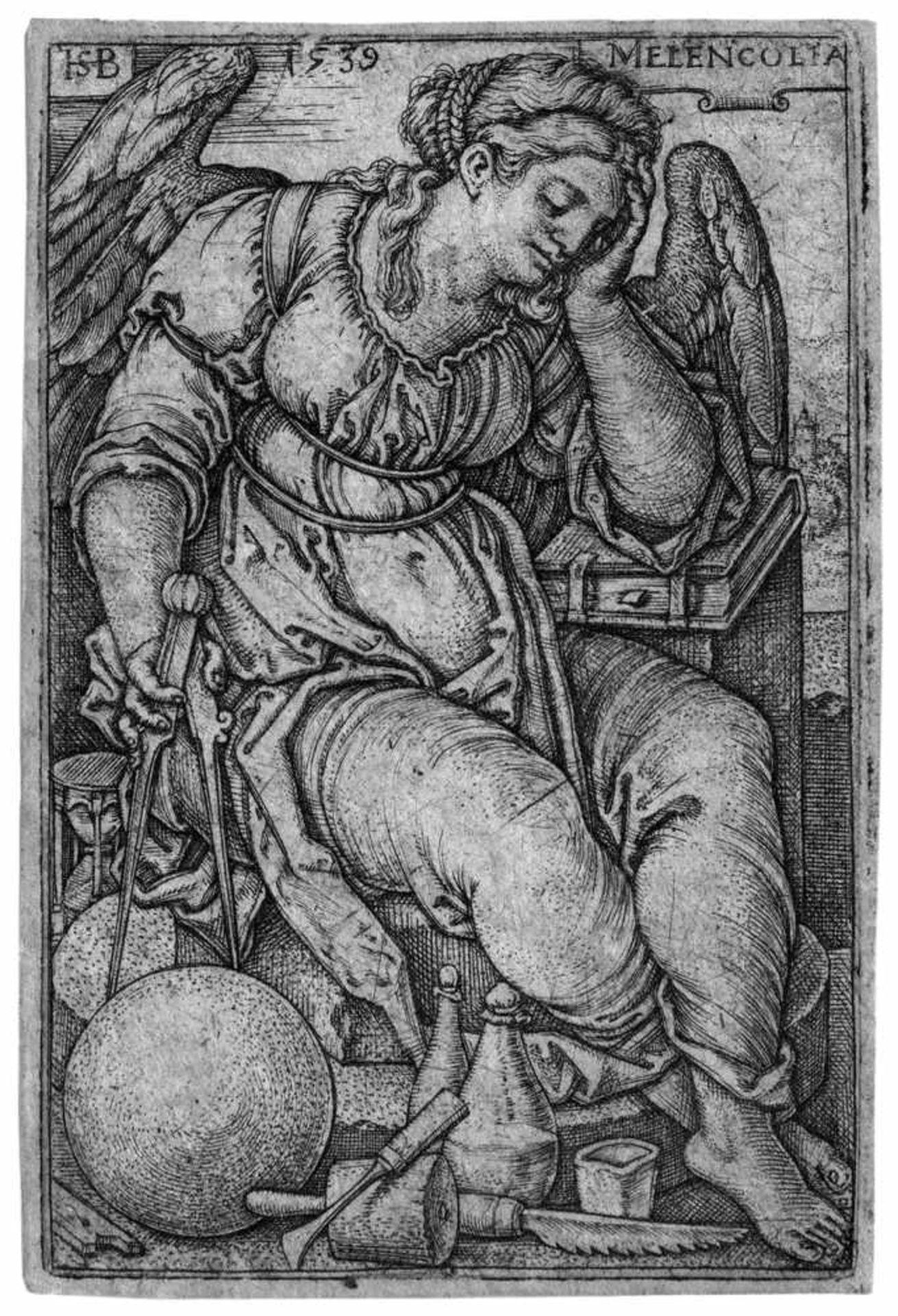 Beham, Hans Sebald: Melencolia Melencolia. Kupferstich. 7,9 x 5,2 cm. 1539. B. 144, Pauli 145,