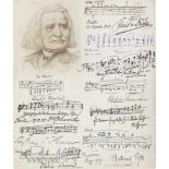 Liszt-Schüler: Blatt mit 10 Musikzitaten - Liszt-Schüler. 10 eigh. Musikzitate auf 1 Blatt. 23,5 x
