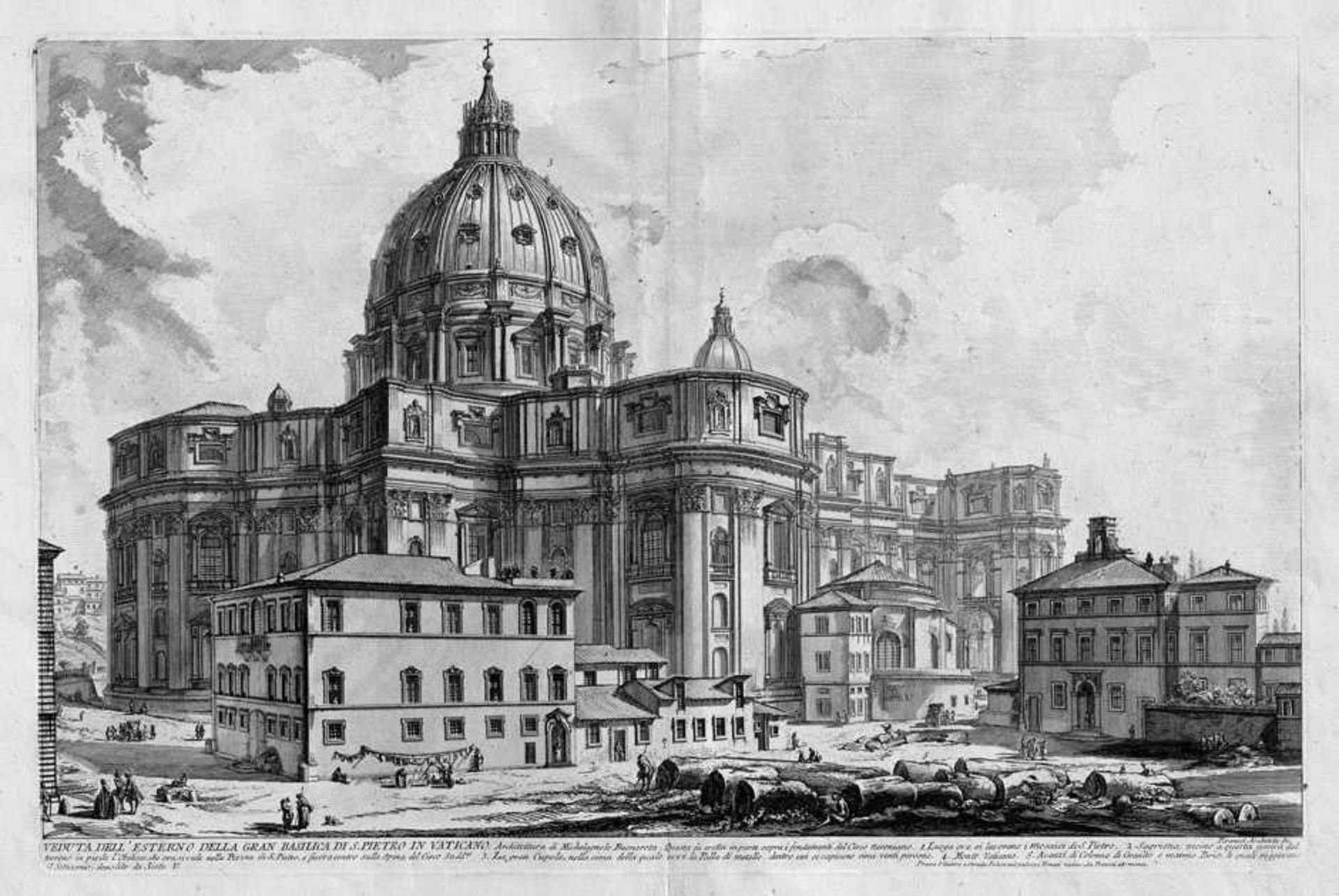 Piranesi, Giovanni Battista: Veduta dell' Esterno della gran Basilica di S. Pietro in Vaticano