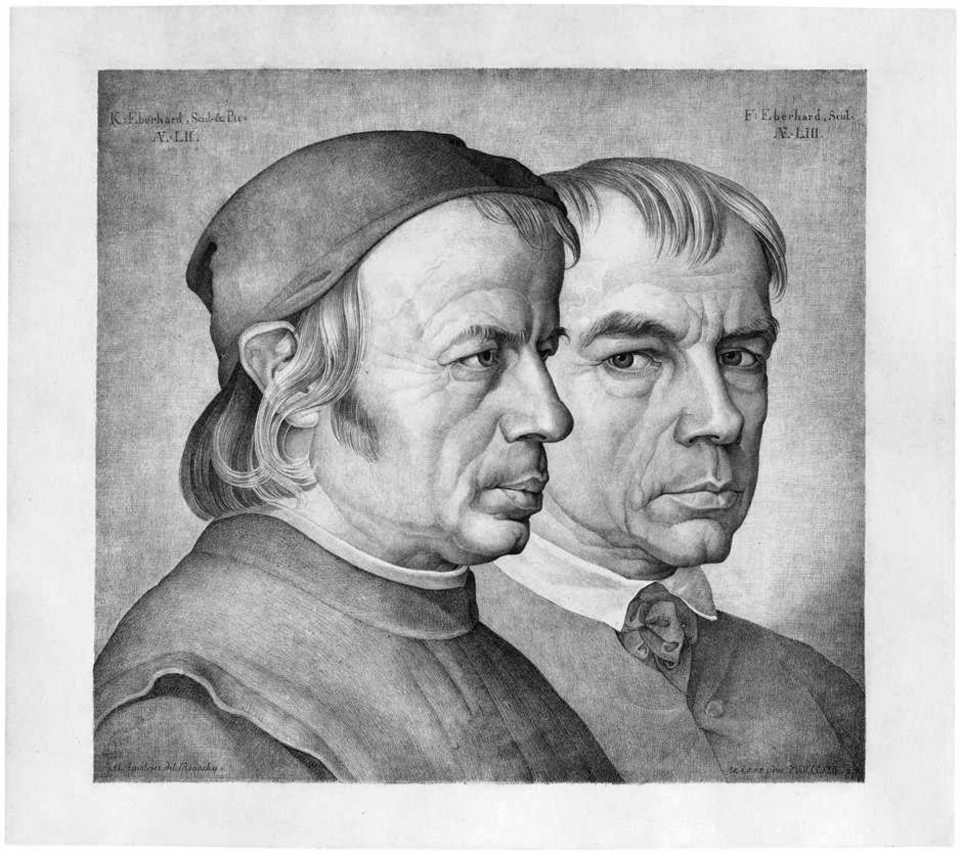 Ramboux, Johann Anton: Doppelportrait des Malers Konrad Eberhard mit seinem Bruder Franz