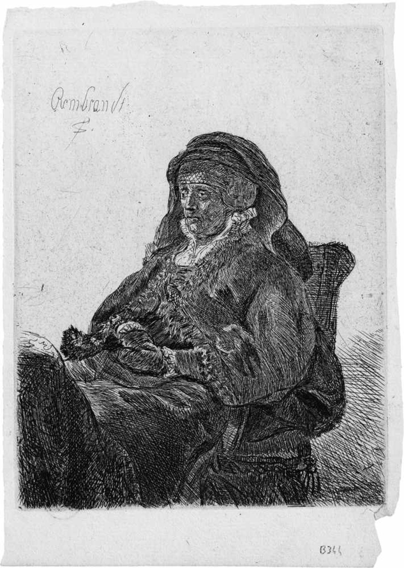 Rembrandt Harmensz. van Rijn - Schule: Rembrandts Mutter mit dunklen Handschuhen Schule.