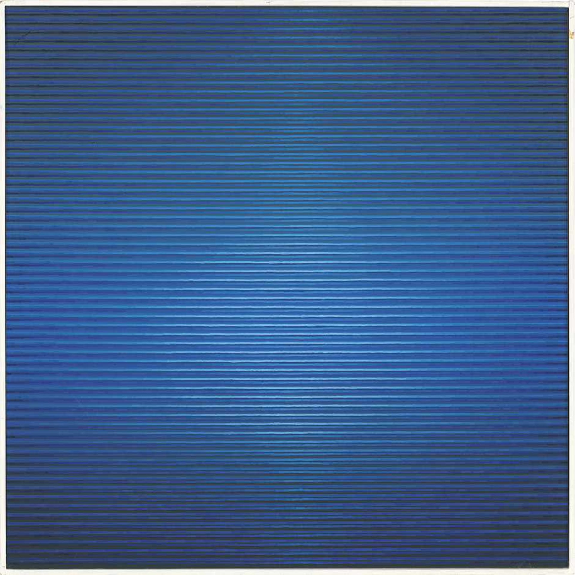 Scharein, Günter: Blauhöhung "Blauhöhung" Öl auf Hartschaumplatte. 1985. 50 x 50 cm. Verso mit