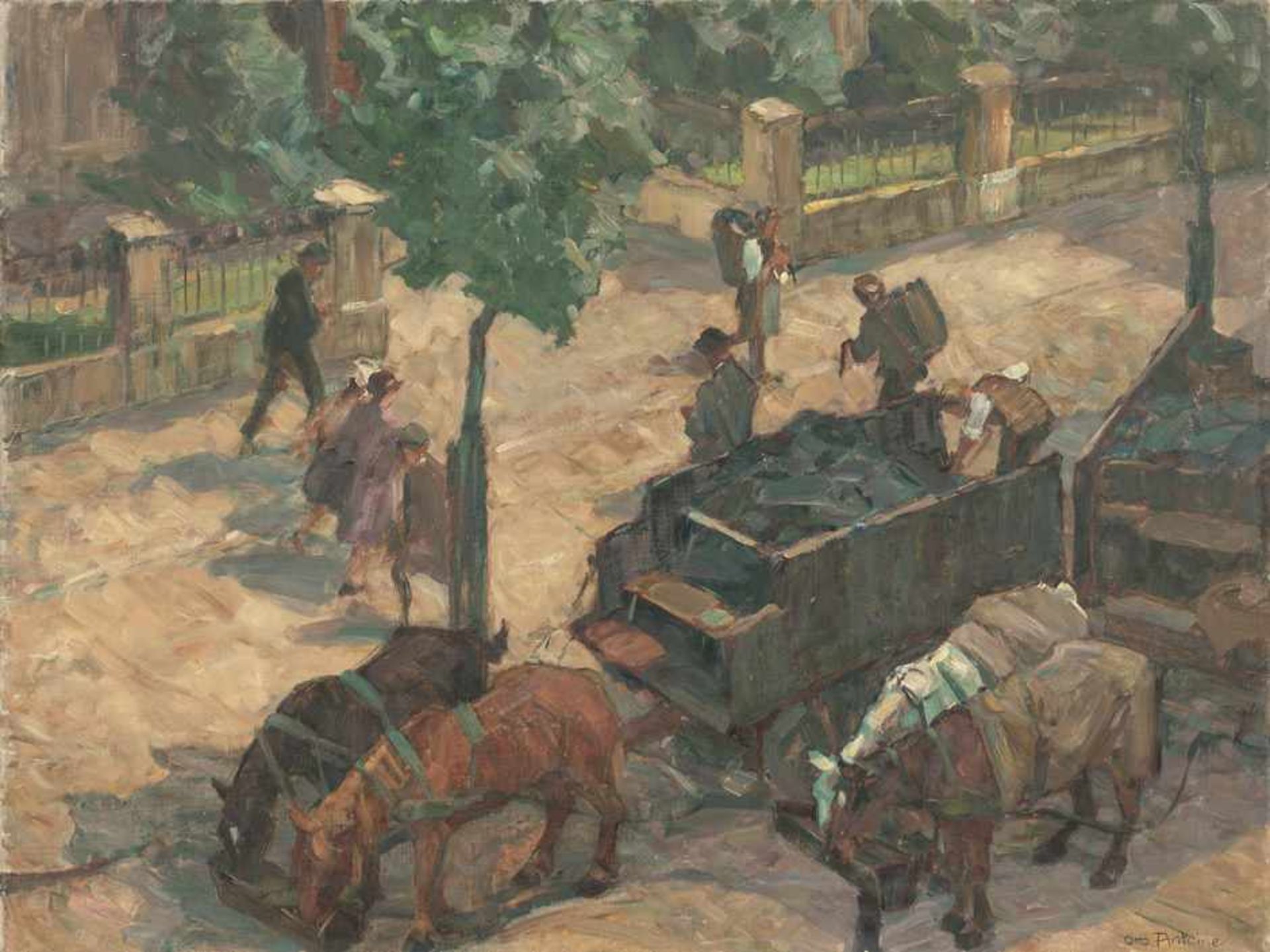 Antoine, Otto: Kohlenwagen Kohlenwagen. Öl auf Leinwand. 72,5 x 95 cm. Unten rechts signiert "Otto