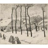 Orlik, Emil: Winter in Oslawan Winter in Oslawan Radierung auf Velinkarton. 1915. 29,5 x 34,8 cm (