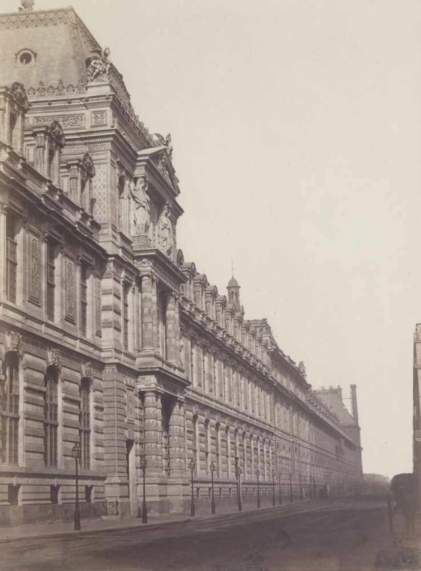 Baldus, Edouard-Denis: Louvre, facade rue de Rivoli Paris Louvre, facade rue de Rivoli, Paris. Circa