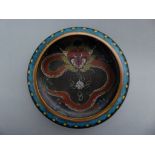 A Chinese early C20th copper cloisonnÃ© dragon bowl, with imperial dragon. Surround with turquoise