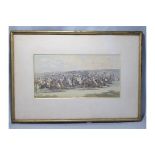 A C19th colour print of "The Start for the Derby" by J H Herring Snr, H 19.5cm W 38.5cm