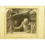 Etching '˜The Barber' by G. B. O'Neill. Written on verso '˜For the Art union of London'