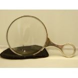 A Victorian silver Bimingham hallmarked silver magnifying glass 1855 H16cm W9cm