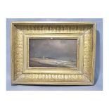 An oil on canvas signed 'H Gibbs 1909', Seascape with cliffs and lighthouse,