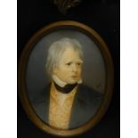 A Victorian oval miniature oil of Sir Walter Scott 1771-1832 historical Scottish novelist (