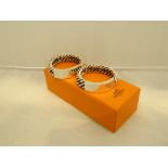 A pair of French Hallmarked Hermes Silver napkin rings with chainlink body, boxed D5cm