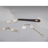 A collection of 3 Victorian and later spectacles including a 9ct plated pair and one with ebonised