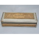 An Indian early C20th wooden box with floral inlaid bone decoration