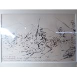 Three early C20th pen and ink drawings of soldiers in the French Foreign Legion, inscribed in