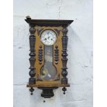 Late C19th Wall Clock, regulator style with glass panels to the front and sides. Applied