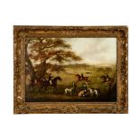 An C18th/ C19th oil on canvas -Coursing- with nobleman on horseback, J N Sartorius 1755-1828