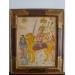 An C18th - C19th Indian watercolour on paper depicting Kali holding many objects including sword,