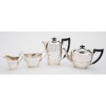 A George V silver four-piece tea service, maker Emile Viner, Sheffield,