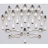 A Victorian silver Fiddle pattern part flatware service, maker Robert, James & Josiah Williams,