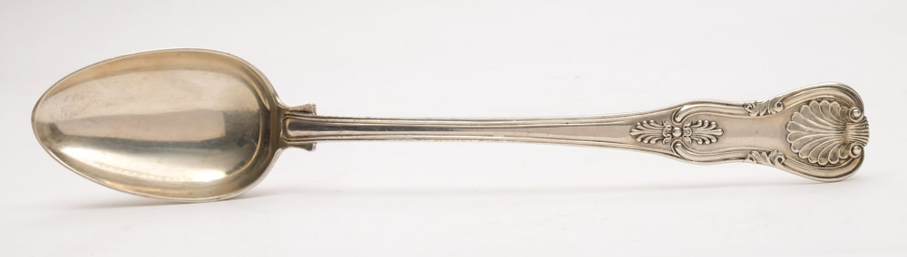 A William IV silver Kings pattern serving spoon, maker William Eaton, London, 1833: 31cm. long, 6.