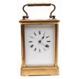 A French corniche carriage clock: the eight-day duration movement having a platform cylinder