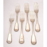 A set of four George III Fiddle and Thread pattern table forks,