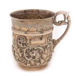 A Victorian silver mug, maker George Jackson, London, 1893: monogrammed,