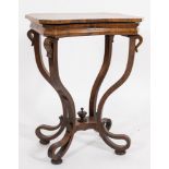 A Victorian rosewood concave fronted work table:,