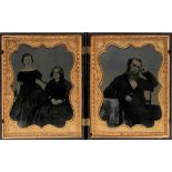 A 19th century Union case containing two Daguerreotype portraits: each image 5 1/2 x 4 1/4ins,