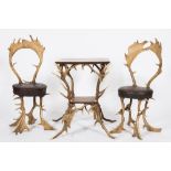 An unusual pair of 'Antler' chairs and table from Schloss Georgium:,